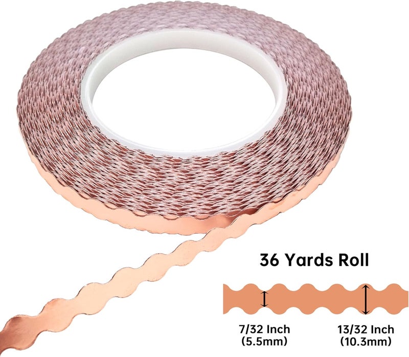 ARTIMUSES Double Edged Scalloped Copper Foil Tape for Stained Glass, DIY Handicrafts, Crafting (Large Scalloped) - Image 4